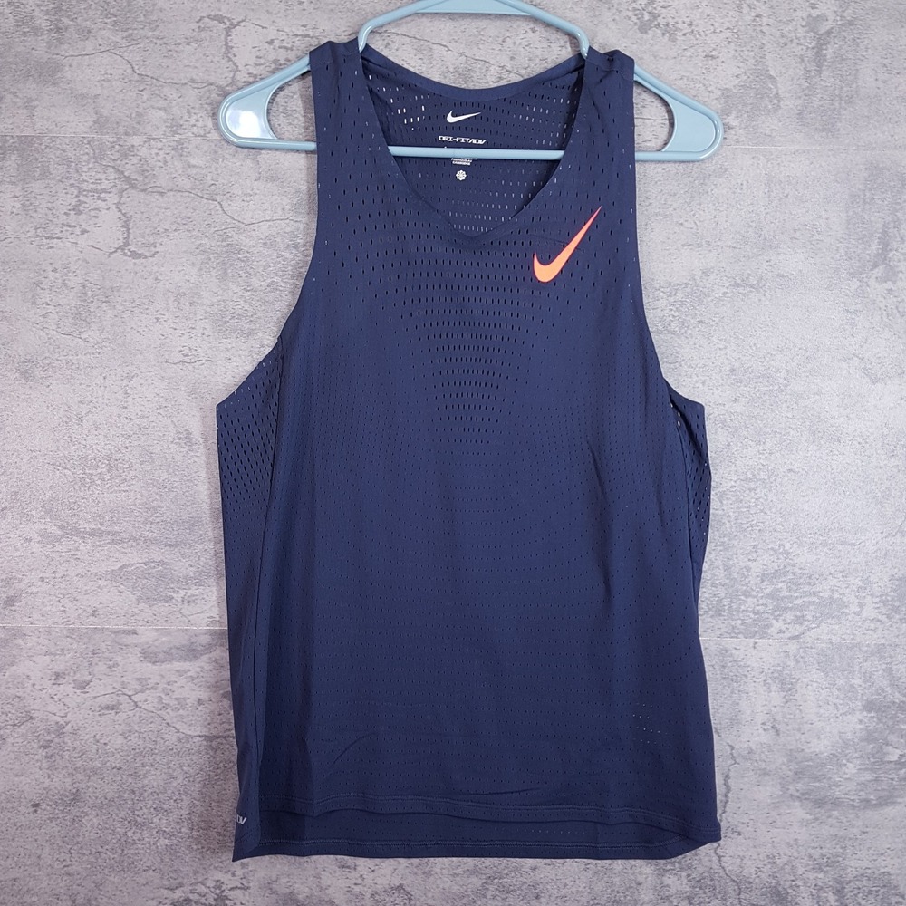 NIKE AeroSwift Dri-FIT ADV Running Singlet Top Mens MEDIUM Obsidian Blue